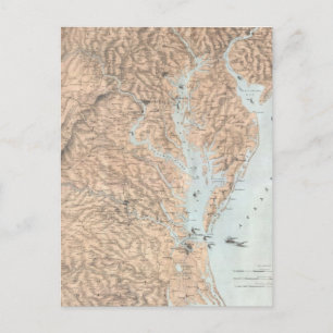 Vintage Map of The Chesapeake Bay (1861) Postcard