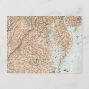 Vintage Map of The Chesapeake Bay (1861) Postcard