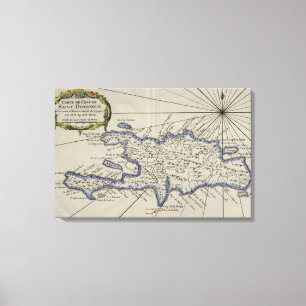 Vintage Map of The Dominican Republic (1750) Canvas Print