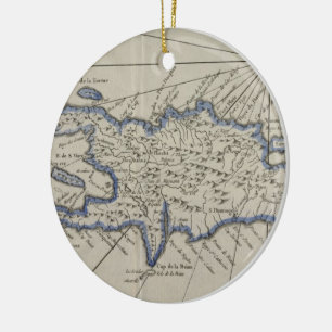 Vintage Map of The Dominican Republic (1750) Ceramic Tree Decoration