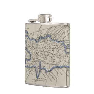 Vintage Map of The Dominican Republic (1750) Hip Flask
