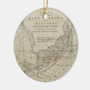 Vintage Map of The Florida Keys (1771) Ceramic Tree Decoration