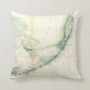 Vintage Map of The Florida Keys (1859) Cushion