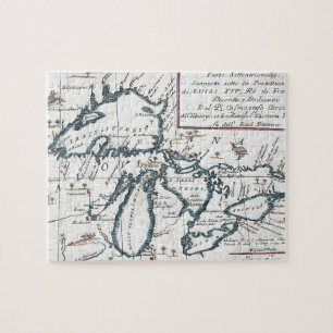 Vintage Map of The Great Lakes (1696) Jigsaw Puzzle