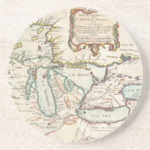 Vintage Map of The Great Lakes (1755) Coaster
