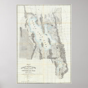 Vintage Map of The Great Salt Lake (1852) Poster