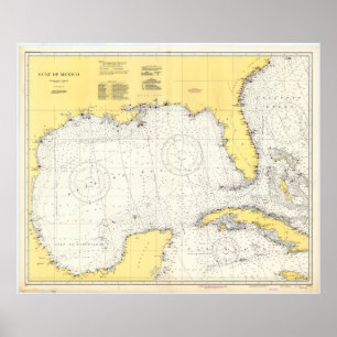 Vintage Map of The Gulf of Mexico (1942) Poster