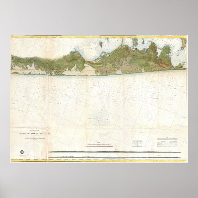 Vintage Map of The Hamptons (1857) Poster (Front)