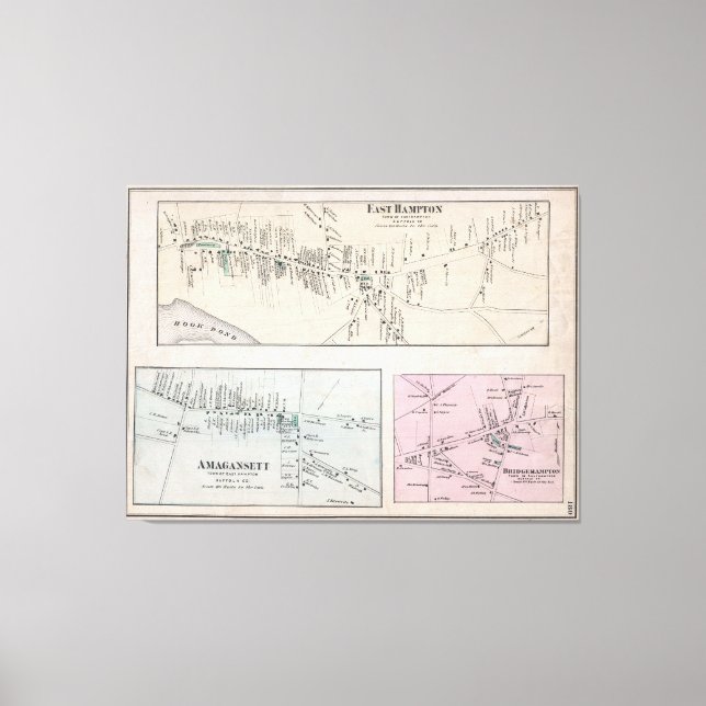Vintage Map of The Hamptons (1873) Canvas Print (Front)
