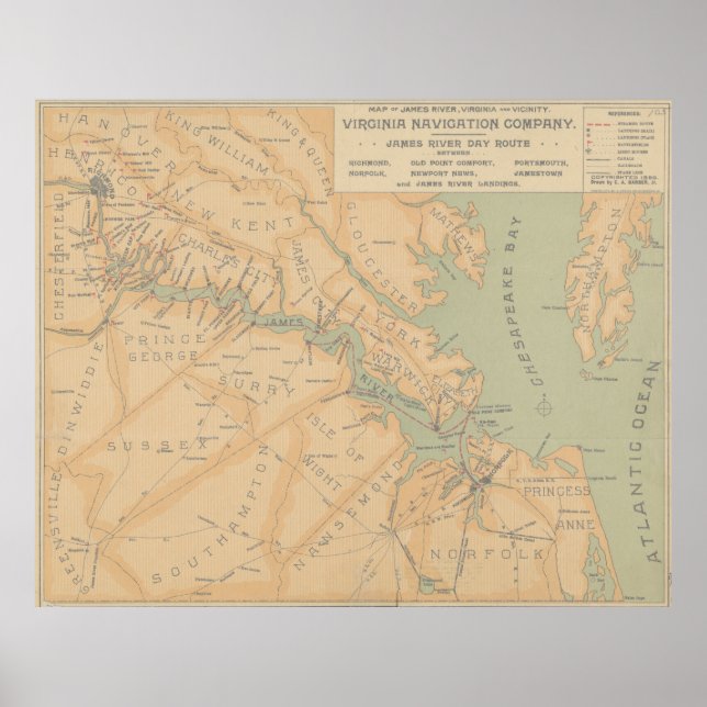 Vintage Map of The James River (1899) Poster (Front)