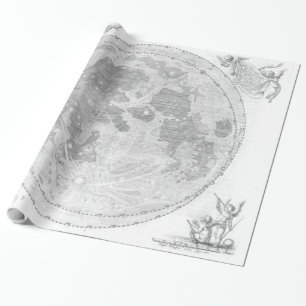 Vintage Map of The Moon (1647) Wrapping Paper