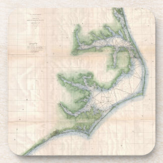 Vintage Map of The North Carolina Coast (1875) Coaster