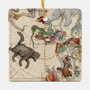 Vintage Map of the North Pole Ceramic Tree Decoration