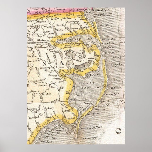 Vintage Map of The Outer Banks (1818) Poster (Front)