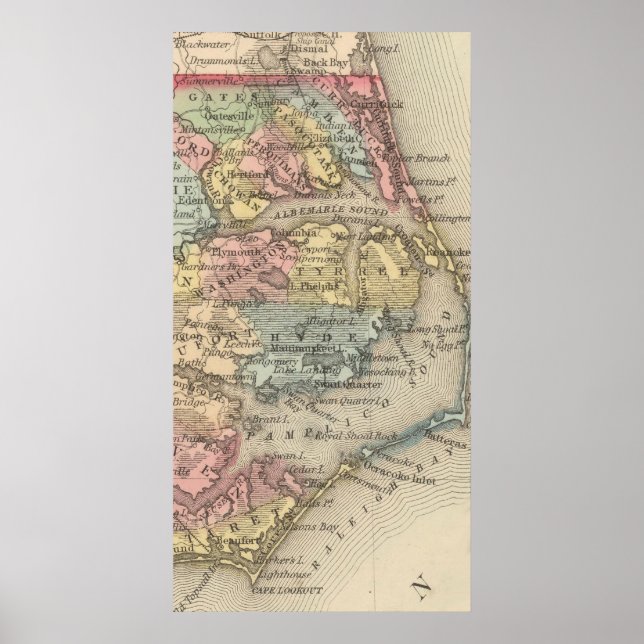 Vintage Map of The Outer Banks (1859) Poster (Front)