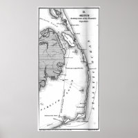 Vintage Map of The Outer Banks (1862) BW