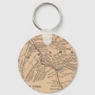 Vintage Map of The Panama Canal (1885) Key Ring