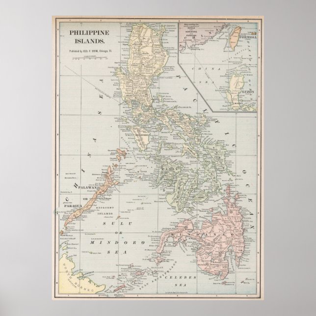 Vintage Map of The Philippine Islands (1901) Poster (Front)