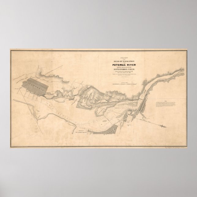 Vintage Map of The Potomac River (1838) Poster (Front)