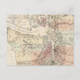 Vintage Map of The Puget Sound (1891) Postcard