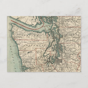 Vintage Map of The Puget Sound (1910) Postcard