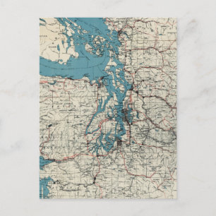 Vintage Map of The Puget Sound (1919) Postcard