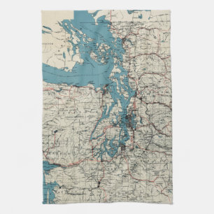 Vintage Map of The Puget Sound (1919) Tea Towel