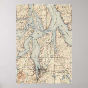 Vintage Map of The Puget Sound (1934) Poster