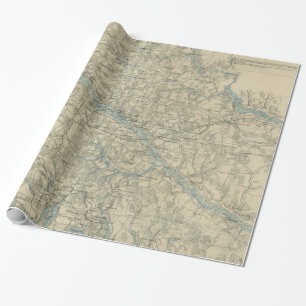 Vintage Map of The Richmond Virginia Area (1864) Wrapping Paper