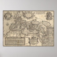 Vintage Map of The Roman Empire (17th Century)