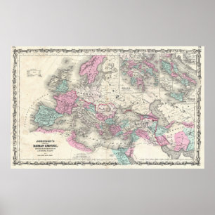Vintage Map of The Roman Empire (1862) Poster