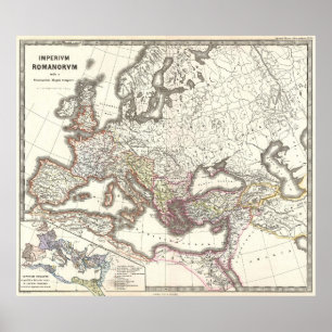 Vintage Map of The Roman Empire (1865) Poster