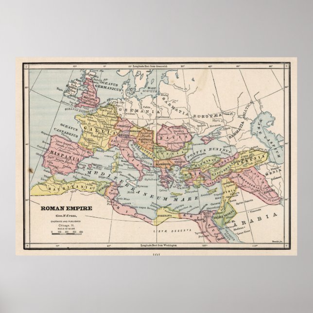 Vintage Map of The Roman Empire (1882) Poster (Front)
