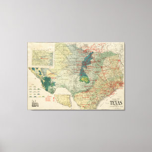 Vintage Map of The Texas Oil and Gas Fields (1920) Canvas Print