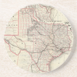 Vintage Map of The Texas Railroad System (1885) Coaster