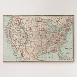 Vintage Map of The United States (1893) Jigsaw Puzzle