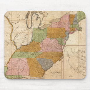 Vintage Map of the United States Post Roads (1804) Mouse Pad