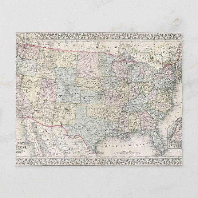 Vintage Map of the United States Scrapbook Paper (Front)