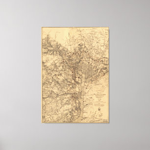 Vintage Map of The Washington DC Area (1865) Canvas Print
