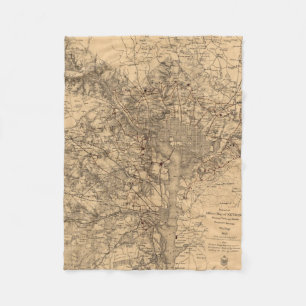 Vintage Map of The Washington DC Area (1865) Fleece Blanket