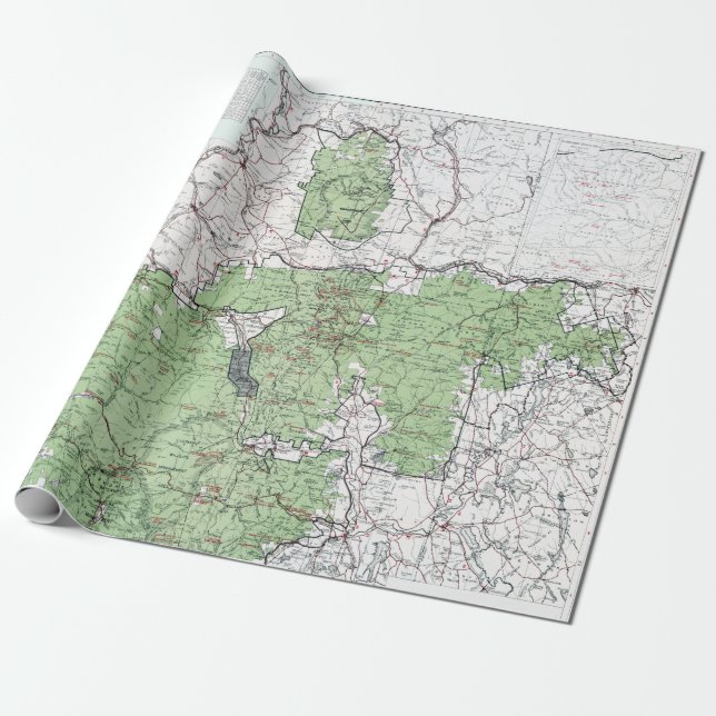 Vintage map of the White Mountains Wrapping Paper (Unrolled)