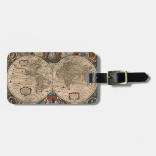 Vintage Map of The World (1641) Luggage Tag