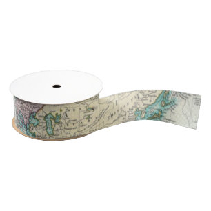 Vintage Map of The World (1801) Grosgrain Ribbon