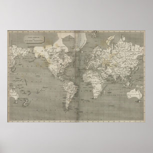 Vintage Map of the World (1820) 2 Poster