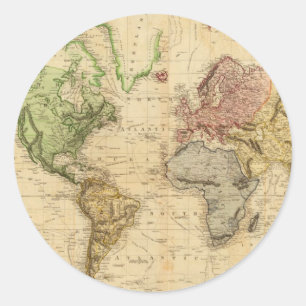 Vintage Map of The World (1831) Classic Round Sticker