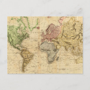 Vintage Map of The World (1831) Postcard
