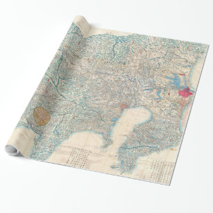 Vintage Map of Tokyo and Mt. Fuji Japan (1843) Wrapping Paper