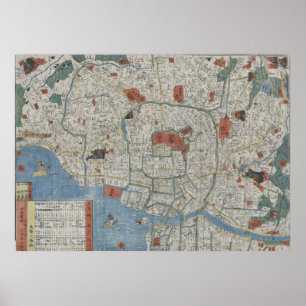 Vintage Map of Tokyo Japan (1850) Poster