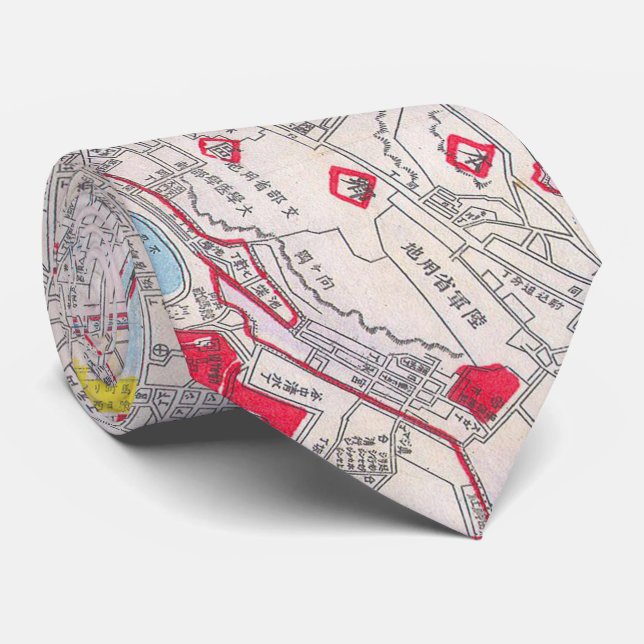Vintage Map of Tokyo Japan (1880) Tie (Rolled)