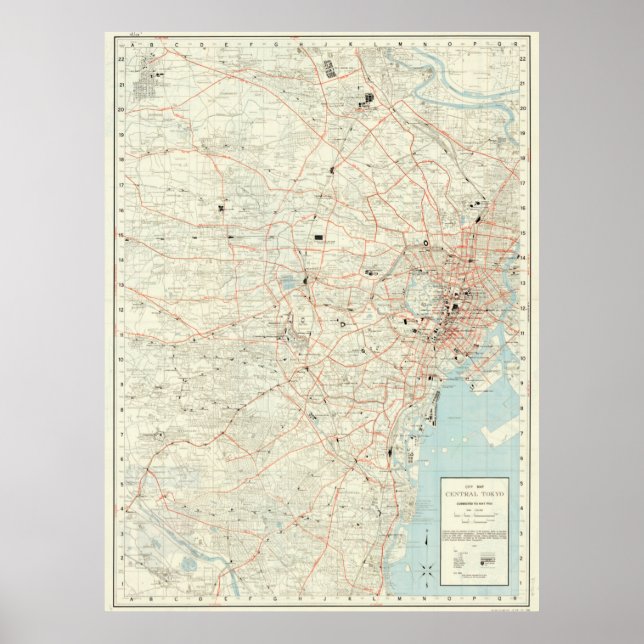 Vintage Map of Tokyo Japan (1954) Poster (Front)